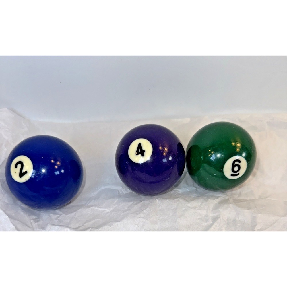 3 Vtg Replacement 2-1/4" Regulation Size Pool Balls #2 /4/6